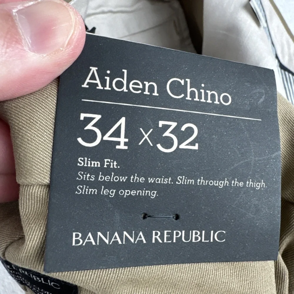 New! Banana Republic Aiden Chino Slim Fit Mens Pants 34*32 Brown Preppy Casual